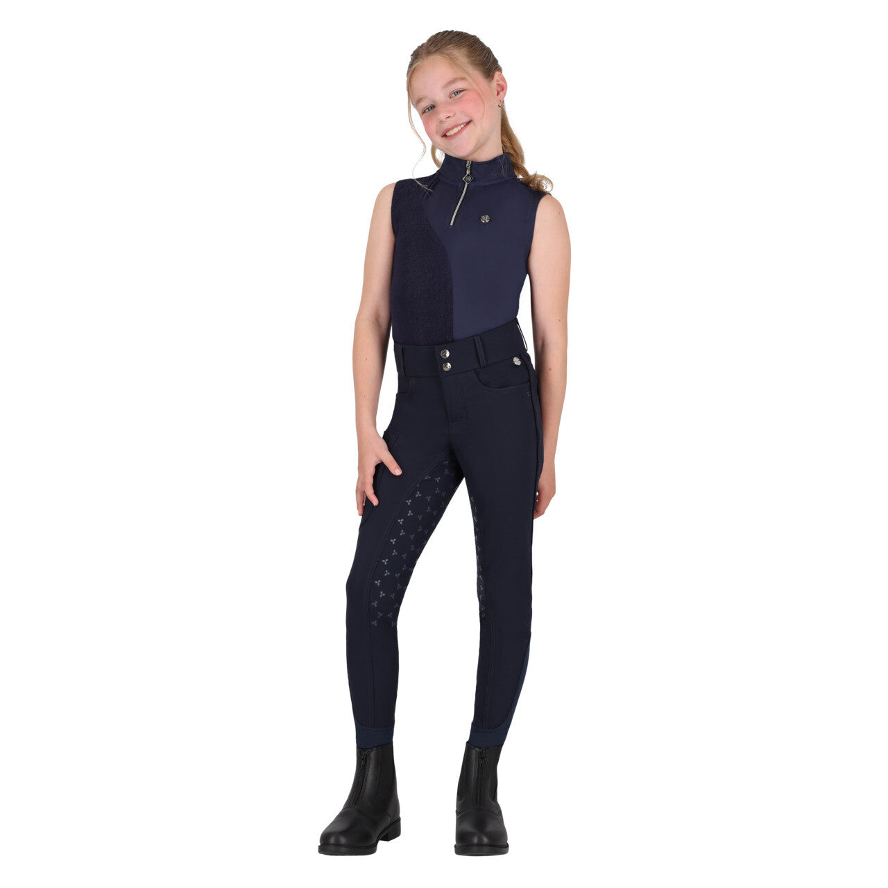 QHP Aubree Junior Full Seat Breeches in Navy