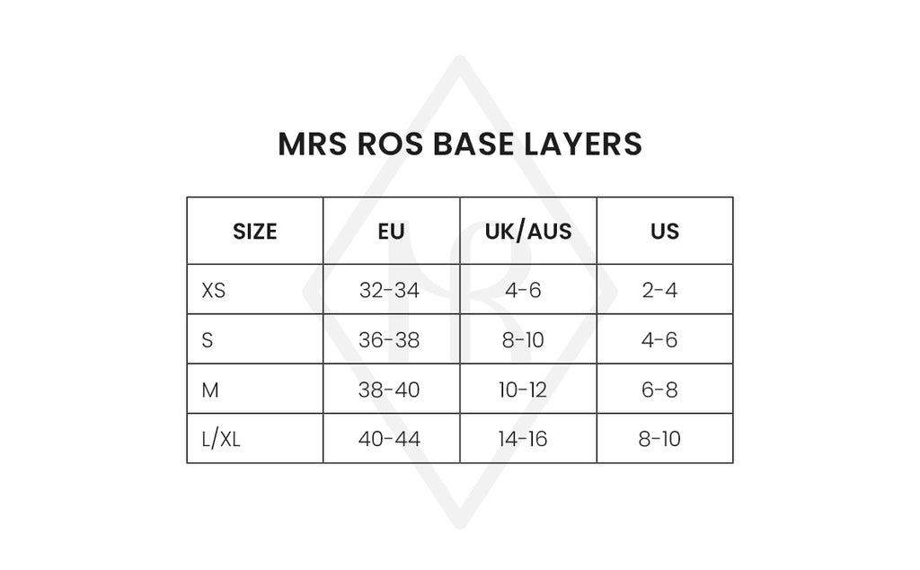 Mrs.Ros Base Layers size chart