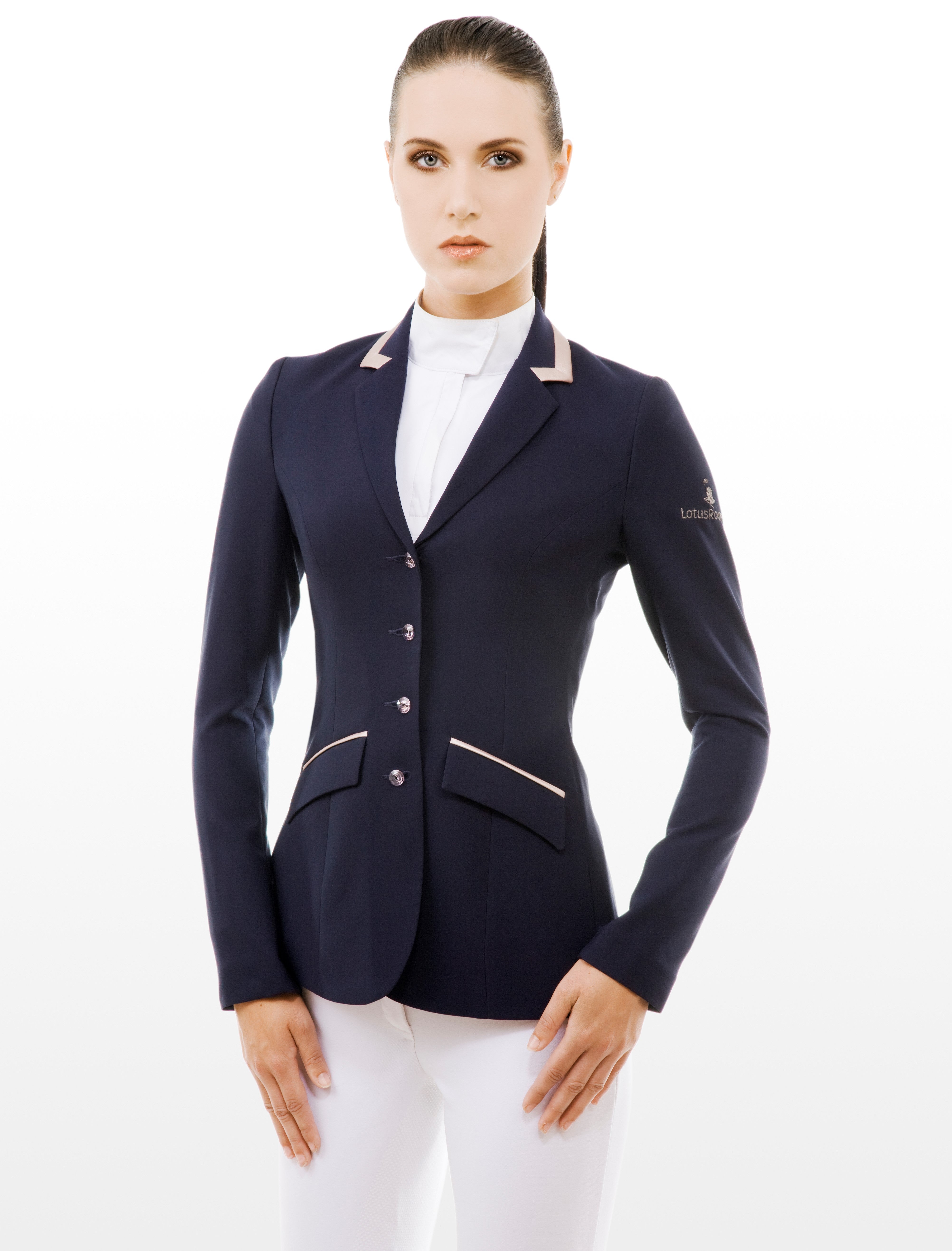 Navy Isa Jacket by Lotus Romeo with rose leather