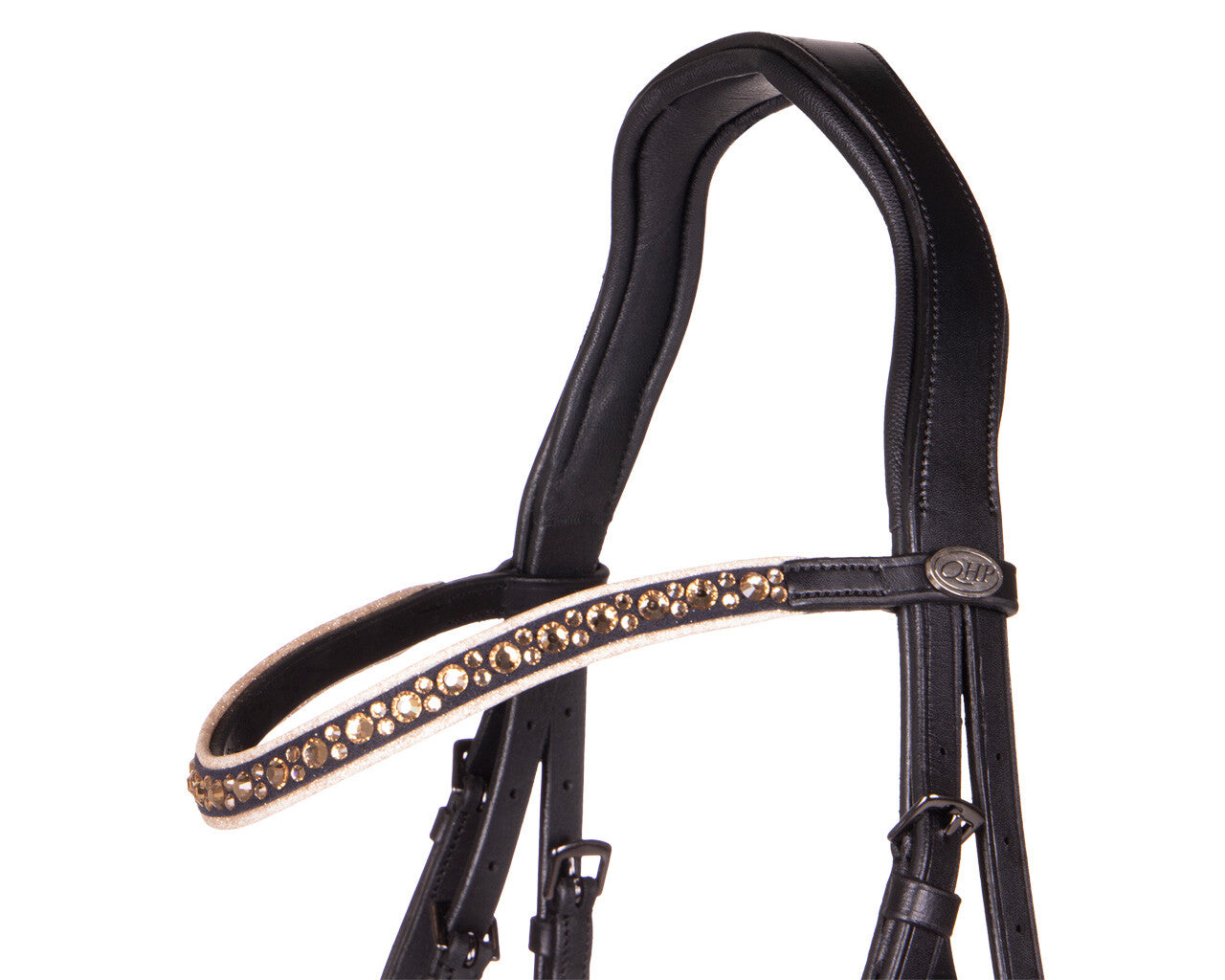 QHP Bridle Orlando Black and taupe Cob and full sizes