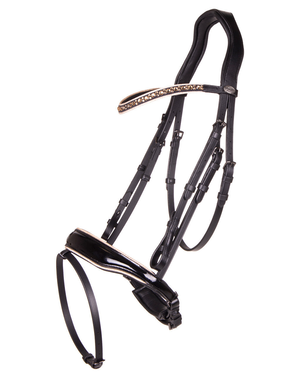QHP Bridle Orlando Black and taupe Cob and full sizes