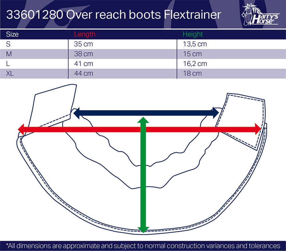 Flextrainer Over reach boot size chart