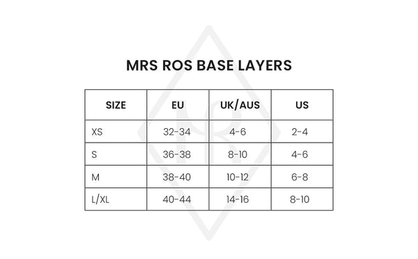 Mrs Ros Base Layer Size Chart