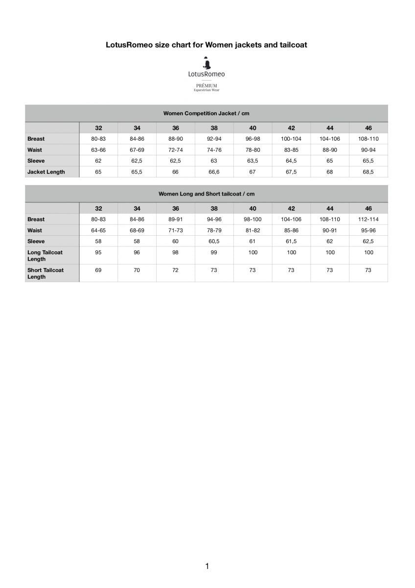 Lotus Romeo Size Chart