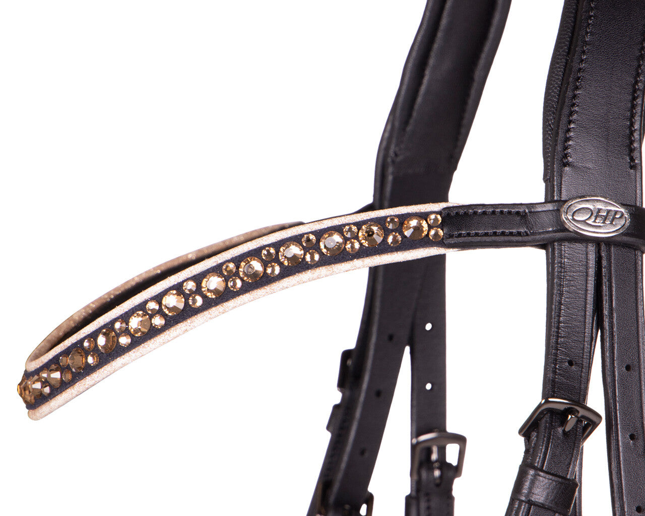 QHP Bridle Orlando Black and taupe Cob and full sizes