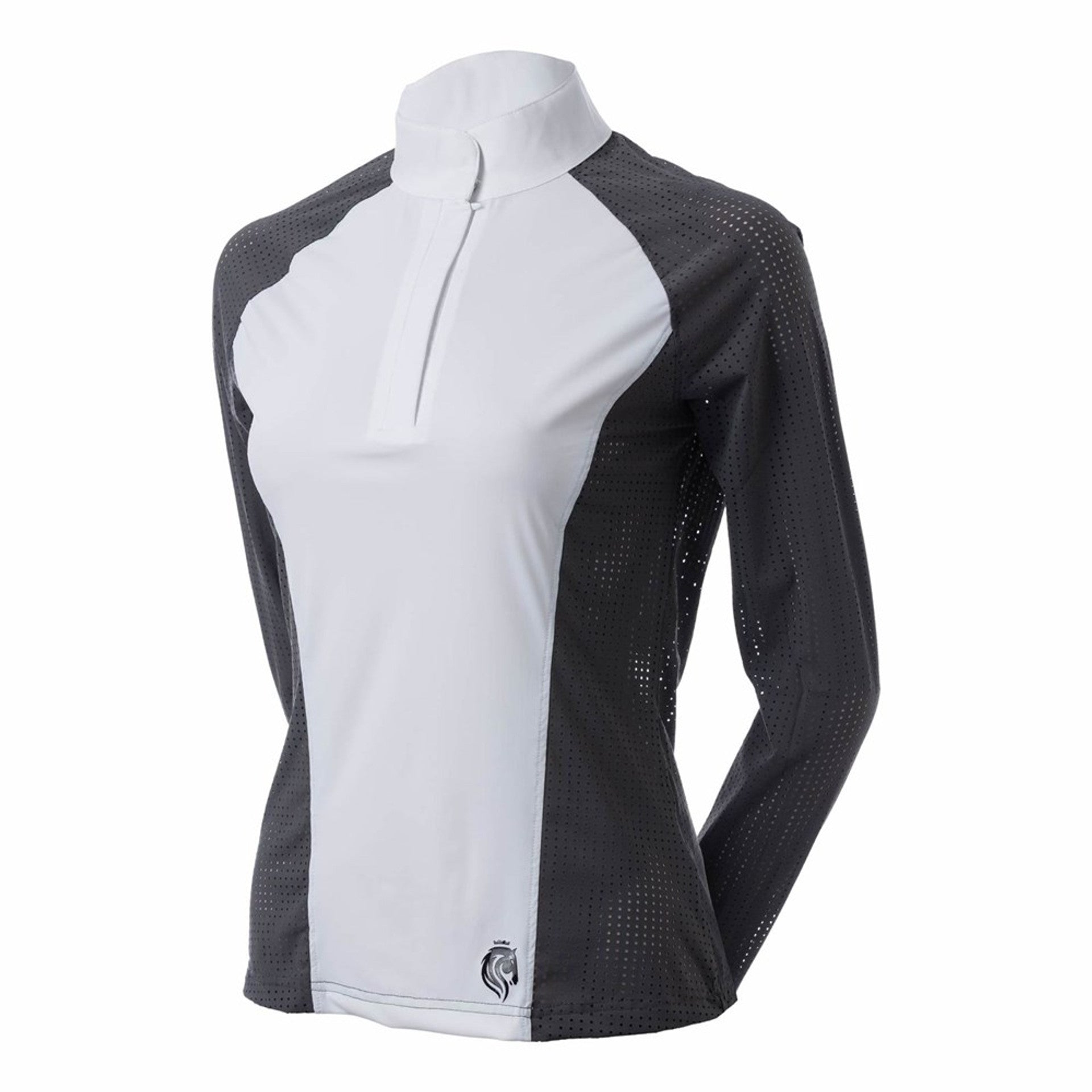 Equinavia Sara Womens Perforated Long Sleeve Show Shirt Grey/white